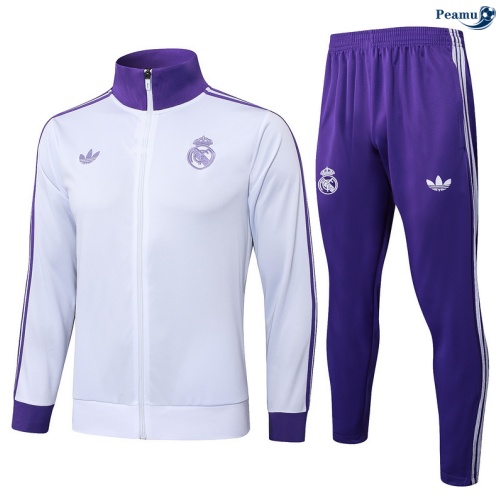 Maillot Veste Survetement Real Madrid Blanc/Violet 2025-2026 peamu 0586