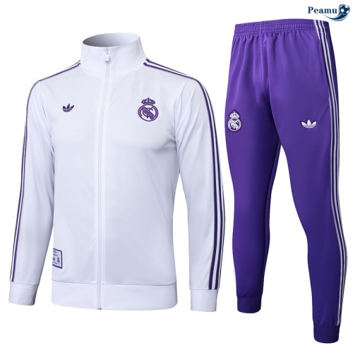 Maillot Veste Survetement Real Madrid Blanc/Violet 2025-2026 peamu 0587