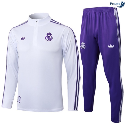 Maillot Survetement Real Madrid Blanc/Violet 2025-2026 peamu 0588