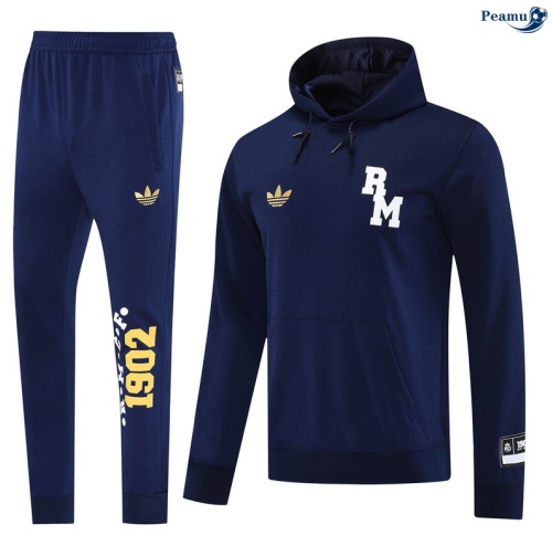 Maillot Sweatshirt à capuche Real Madrid Bleu Marine 2025-2026 peamu 0596