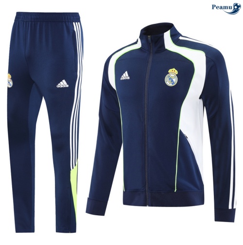 Maillot Veste Survetement Real Madrid Bleu Marine/Blanc 2025-2026 peamu 0597