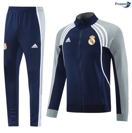 Maillot Veste Survetement Real Madrid Bleu Marine/Blanc 2025-2026 peamu 0598