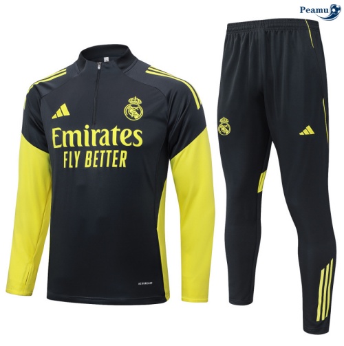 Maillot Survetement Real Madrid Noir/Jaune 2025-2026 peamu 0604