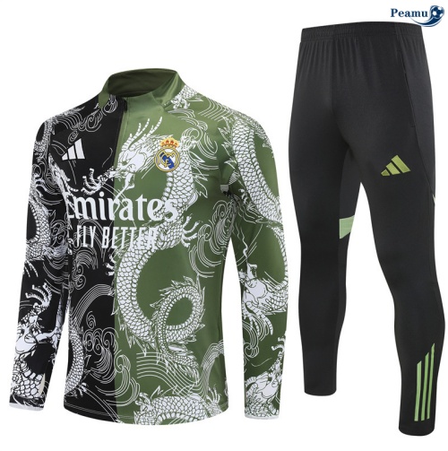 Maillot Survetement Real Madrid Noir/Vert 2025-2026 peamu 0605