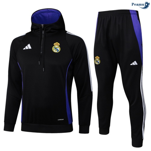 Maillot Sweatshirt à capuche Real Madrid Noir/Violet 2025-2026 peamu 0611