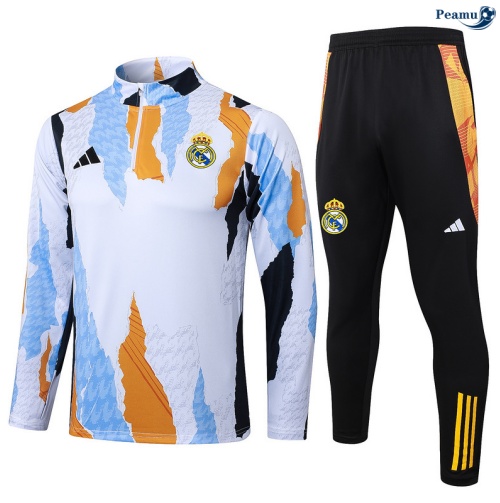 Maillot Survetement Real Madrid Bleu/Blanc/Jaune 2025-2026 peamu 0620