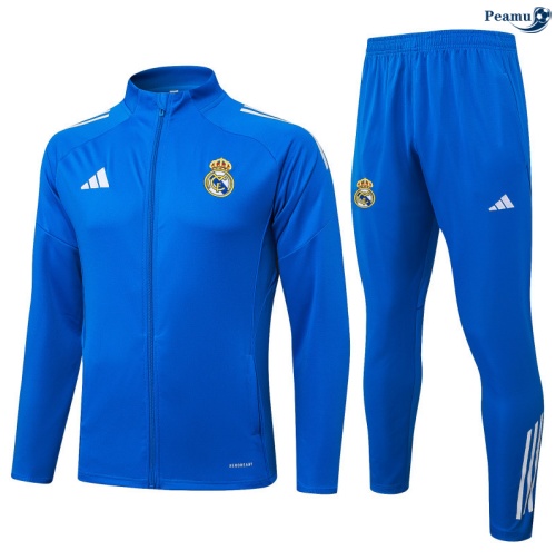 Maillot Veste Survetement Real Madrid Bleu/Blanc 2025-2026 peamu 0623