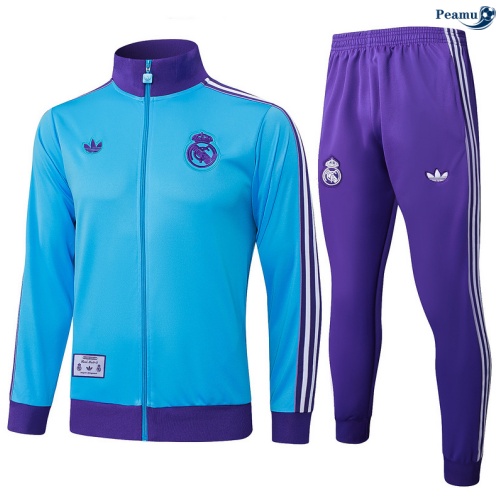 Maillot Veste Survetement Real Madrid Bleu Clair/Violet 2025-2026 peamu 0628
