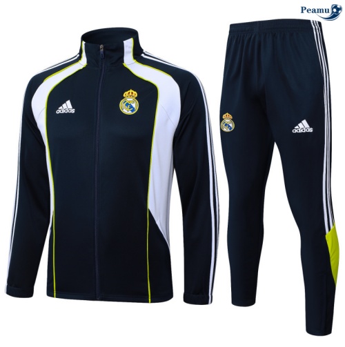 Maillot Veste Survetement Real Madrid Bleu Marine/Blanc 2025-2026 peamu 0636