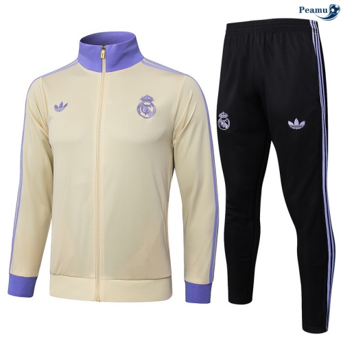 Maillot Veste Survetement Real Madrid abricot/Noir/Violet 2025-2026 peamu 0643