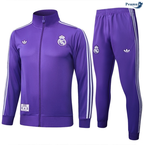 Maillot Veste Survetement Real Madrid violet/Blanc 2025-2026 peamu 0645