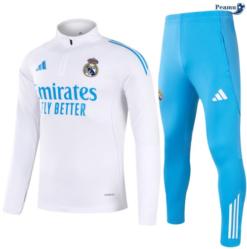 Maillot Survetement Real Madrid Blanc/Bleu 2025-2026 peamu 0647