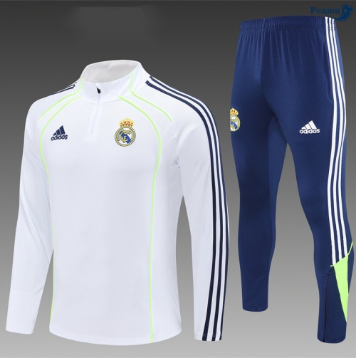 Maillot Survetement Real Madrid Enfant Blanc/Bleu/Vert 2025-2026 peamu 0829