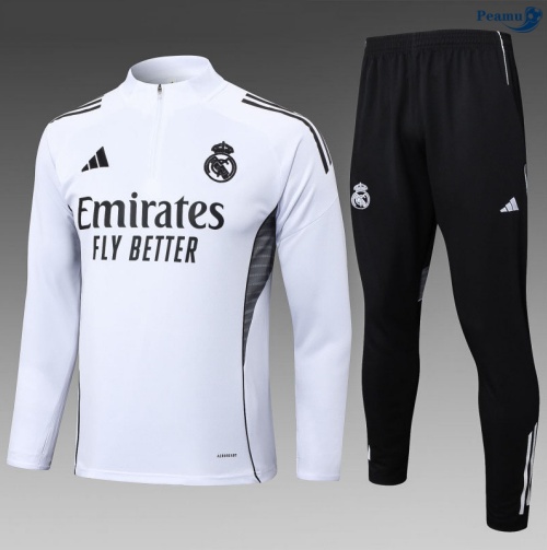 Maillot Survetement Real Madrid Enfant Blanc/Noir 2025-2026 peamu 0830