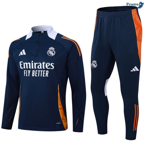 Maillot Survetement Real Madrid Enfant Bleu Marine/Blanc/Orange 2025-2026 peamu 0839