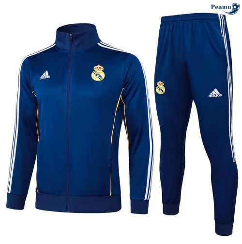 Maillot Veste Survetement Real Madrid Enfant Bleu Marine/Blanc 2025-2026 peamu 0842