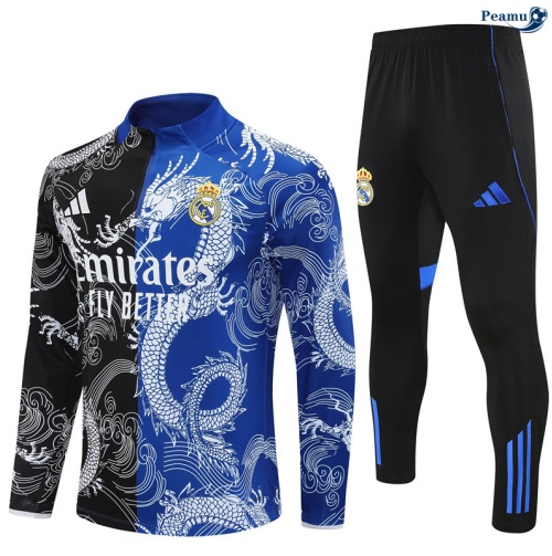 Maillot Survetement Real Madrid Enfant Noir/Bleu 2025-2026 peamu 0856