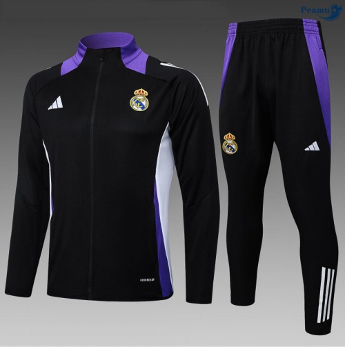 Maillot Veste Survetement Real Madrid Enfant Noir/Violet 2025-2026 peamu 0857