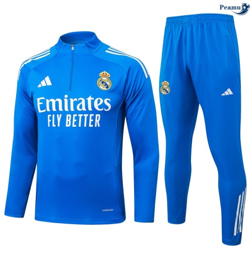 Maillot Survetement Real Madrid Enfant Bleu/Blanc 2025-2026 peamu 0858