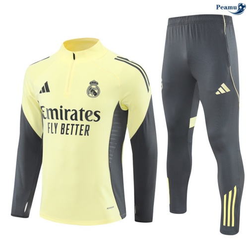 Maillot Survetement Real Madrid Enfant Jaune/Gris 2025-2026 peamu 0862
