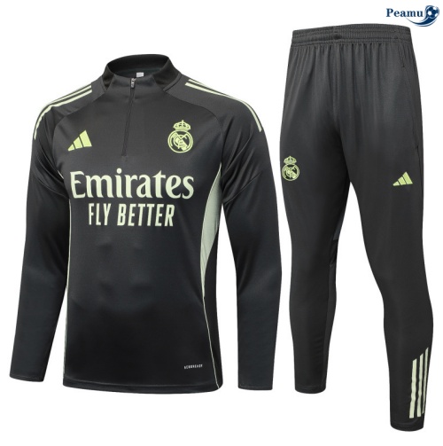 Maillot Survetement Real Madrid Enfant Gris/Vert 2025-2026 peamu 0863