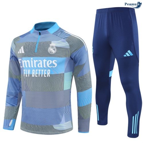 Maillot Survetement Real Madrid Enfant Bleu Clair/Blanc 2025-2026 peamu 0869