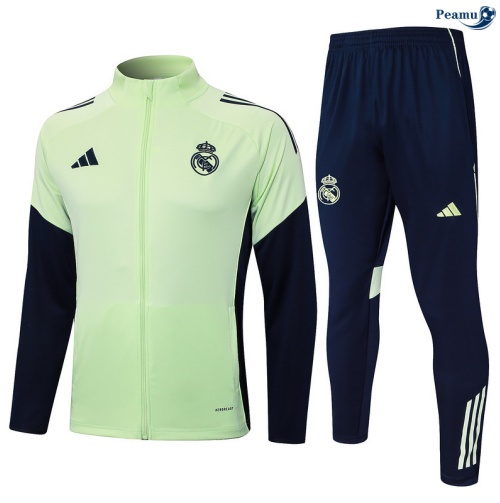 Maillot Veste Survetement Real Madrid Enfant Vert/Bleu Marine 2025-2026 peamu 0874