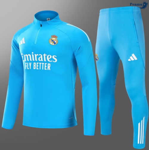 Maillot Survetement Real Madrid Enfant 2025-2026 Bleu/Blanc peamu 0886