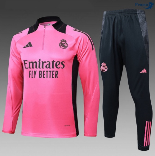 Maillot Survetement Real Madrid Enfant Rose/Noir 2025-2026 peamu 0889