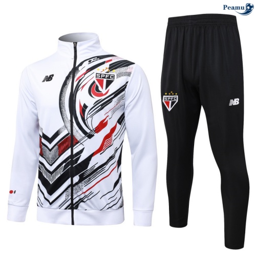 Maillot Veste Survetement Sao Paulo Blanc/Noir 2025-2026 peamu 0494