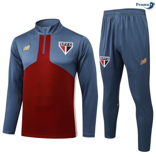 Maillot Survetement Sao Paulo Rouge/Gris foncé 2025-2026 peamu 0495