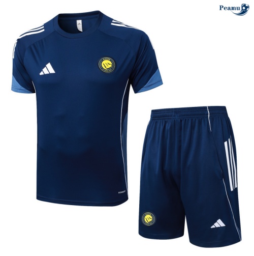 Peamu Maillot foot Kit Entrainement Al-Nassr + Shorts Bleu Marine/Blanc 2025-2026 Prix