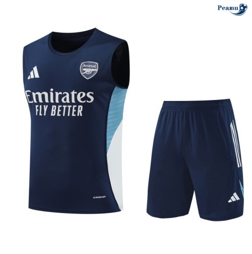 Peamu Maillot foot Kit Entrainement Arsenal Debardeur + Shorts Bleu Marine/Blanc/Bleu 2025-2026 Original