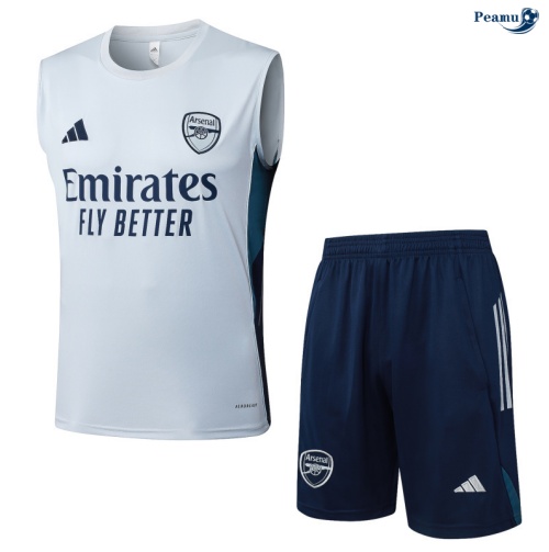 Peamu Maillot foot Kit Entrainement Arsenal Debardeur + Shorts Gris Clair/Bleu Marine 2025-2026 Prix