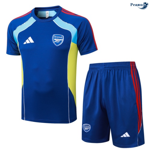 Peamu Maillot foot Kit Entrainement Arsenal + Shorts Bleu/Jaune/Rouge 2025-2026 Chinois