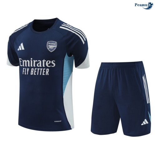 Peamu Maillot foot Kit Entrainement Arsenal + Shorts Bleu Marine/Blanc/Bleu 2025-2026 Grossiste