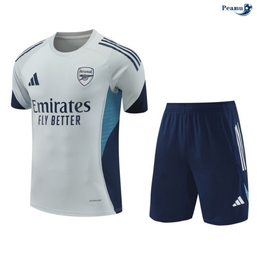 Peamu Maillot foot Kit Entrainement Arsenal + Shorts Gris/Bleu Marine/Bleu 2025-2026 Discout