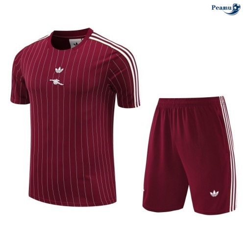 Peamu Maillot foot Kit Entrainement Arsenal + Shorts Rouge/Blanc 2025-2026 Personnalisé