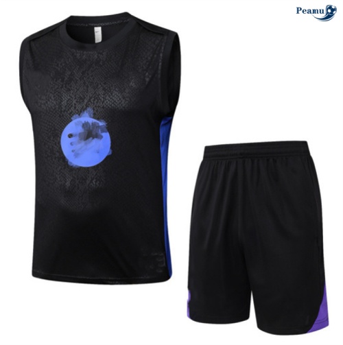 Peamu Maillot foot Kit Entrainement Barcelone Debardeur + Shorts Noir/Violet 2025-2026 Grossiste
