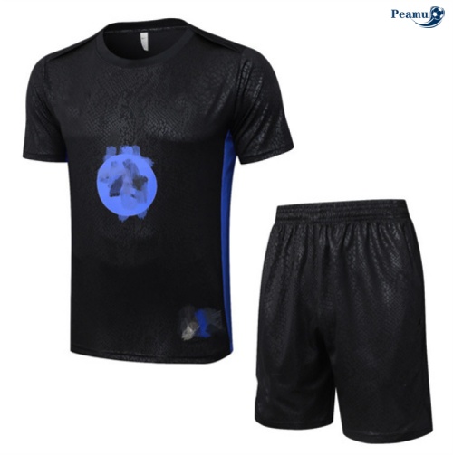 Peamu Maillot foot Kit Entrainement Barcelone + Shorts Noir/Bleu 2025-2026 Personnalisé