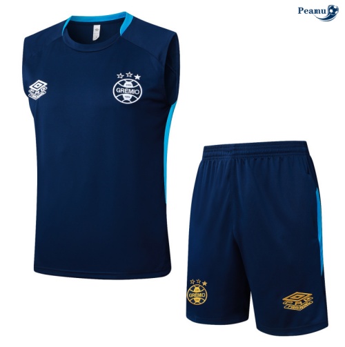 Peamu Maillot foot Kit Entrainement Gremio Debardeur + Shorts Bleu Marine/bleu ciel 2025-2026 Outlet