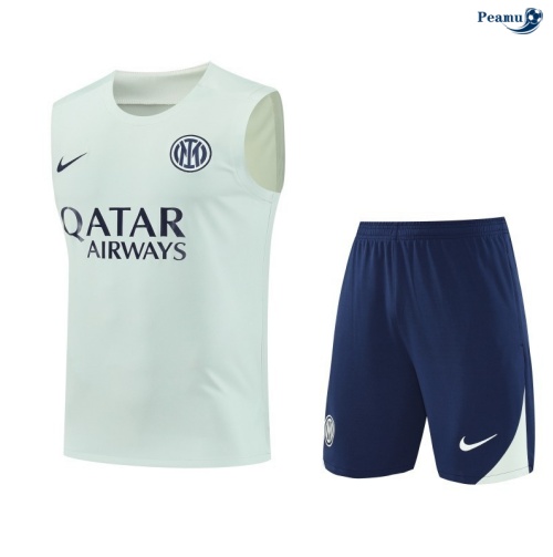 Peamu Maillot foot Kit Entrainement Inter Milan Debardeur + Shorts Vert/bleu 2025-2026 Grossiste