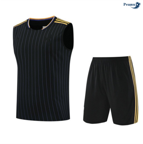 Peamu Maillot foot Kit Entrainement Manchester United Debardeur + Shorts Noir/Jaune 2025-2026 Officiel