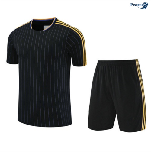 Peamu Maillot foot Kit Entrainement Manchester United + Shorts Noir/Jaune 2025-2026 Original