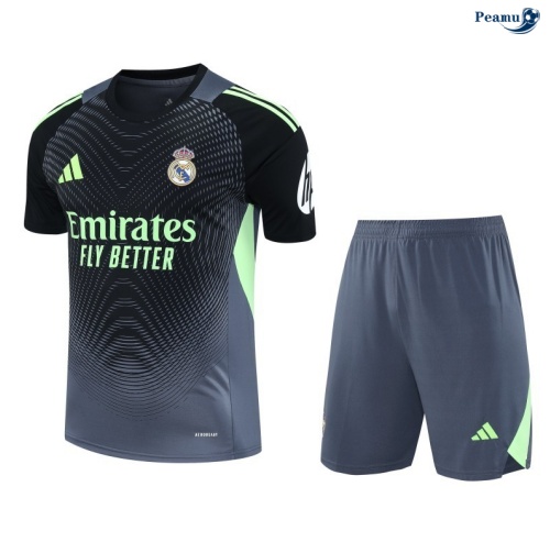 Peamu Maillot foot Kit Entrainement Real Madrid goalkeeper + Shorts Gris/Noir 2025-2026 Discout