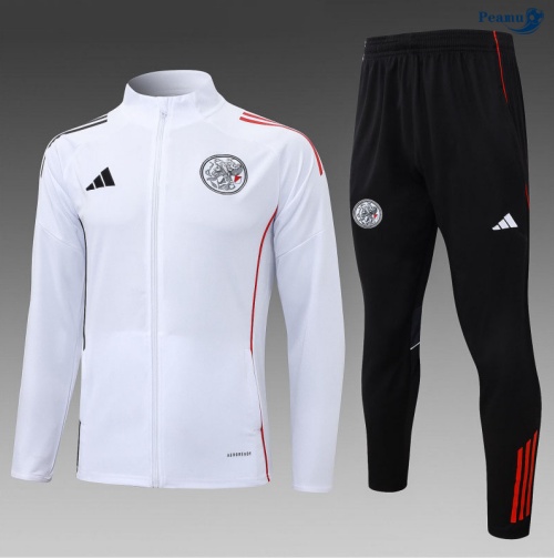 Peamu Veste Survetement Ajax Enfant Blanc/Noir/Rouge 2025-2026 Chinois
