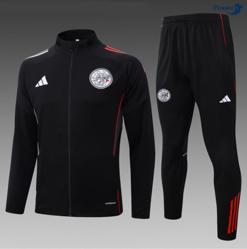 Peamu Veste Survetement Ajax Enfant Noir/Rouge/Blanc 2025-2026 Grossiste