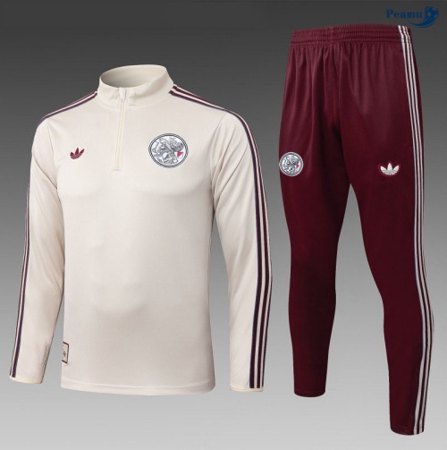 Peamu Survetement Ajax Enfant Blanc/brune 2025-2026 Personnalisé