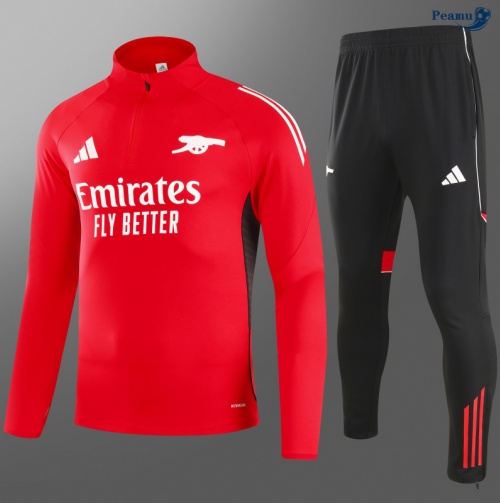 Peamu Survetement Arsenal Enfant Rouge/Noir/Blanc 2025-2026 Personnalisé