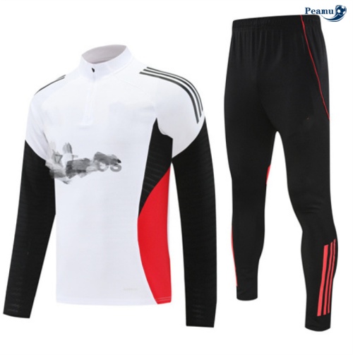 Peamu Survetement Manchester United Blanc/Noir/Rouge 2025-2026 Officiel